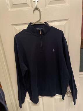 Polo Ralph Lauren Men's XL Navy Blue Estate Rib Quarter-Zip Pullover Sweater
